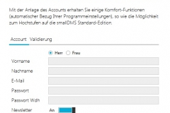 smallDMS - Registrierung